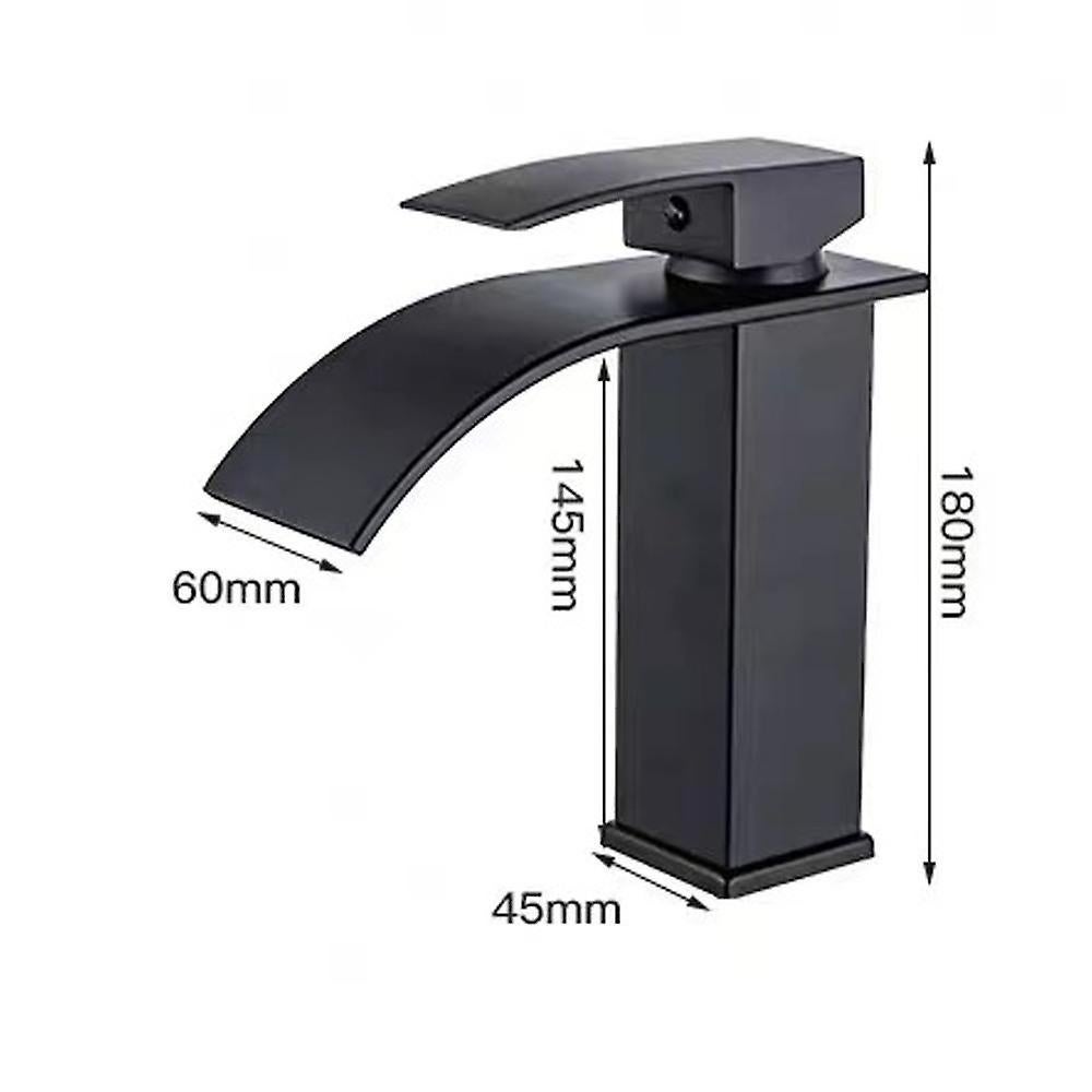 Bathroom Faucet,Sink Faucet with Cold & Hot Water Available,Modern Waterfall Design Sink Faucet,Durable Black Copper Valve Body Design - Image 2