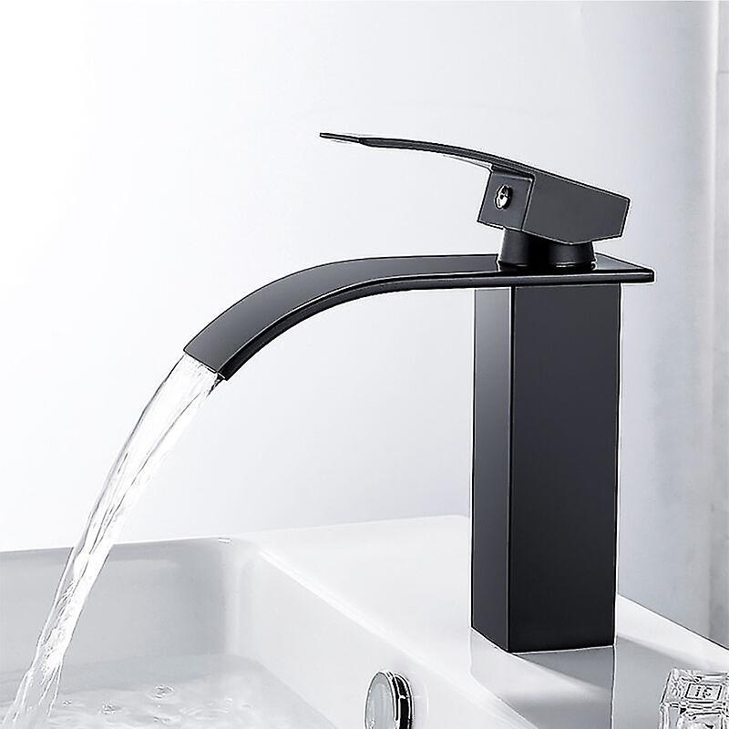 Bathroom Faucet,Sink Faucet with Cold & Hot Water Available,Modern Waterfall Design Sink Faucet,Durable Black Copper Valve Body Design - Image 5