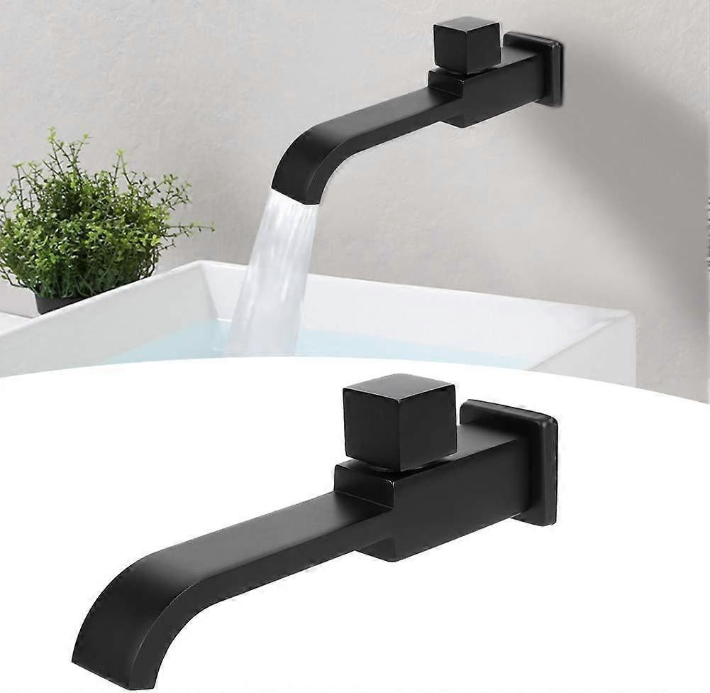 G1/2 Modern Brass Wall Mounted Faucets Bathroom Wall Mounted Faucet Single Hole Cold Water Faucet for Kitchen Bath Wash Basin Sink Matte Black - Image 1