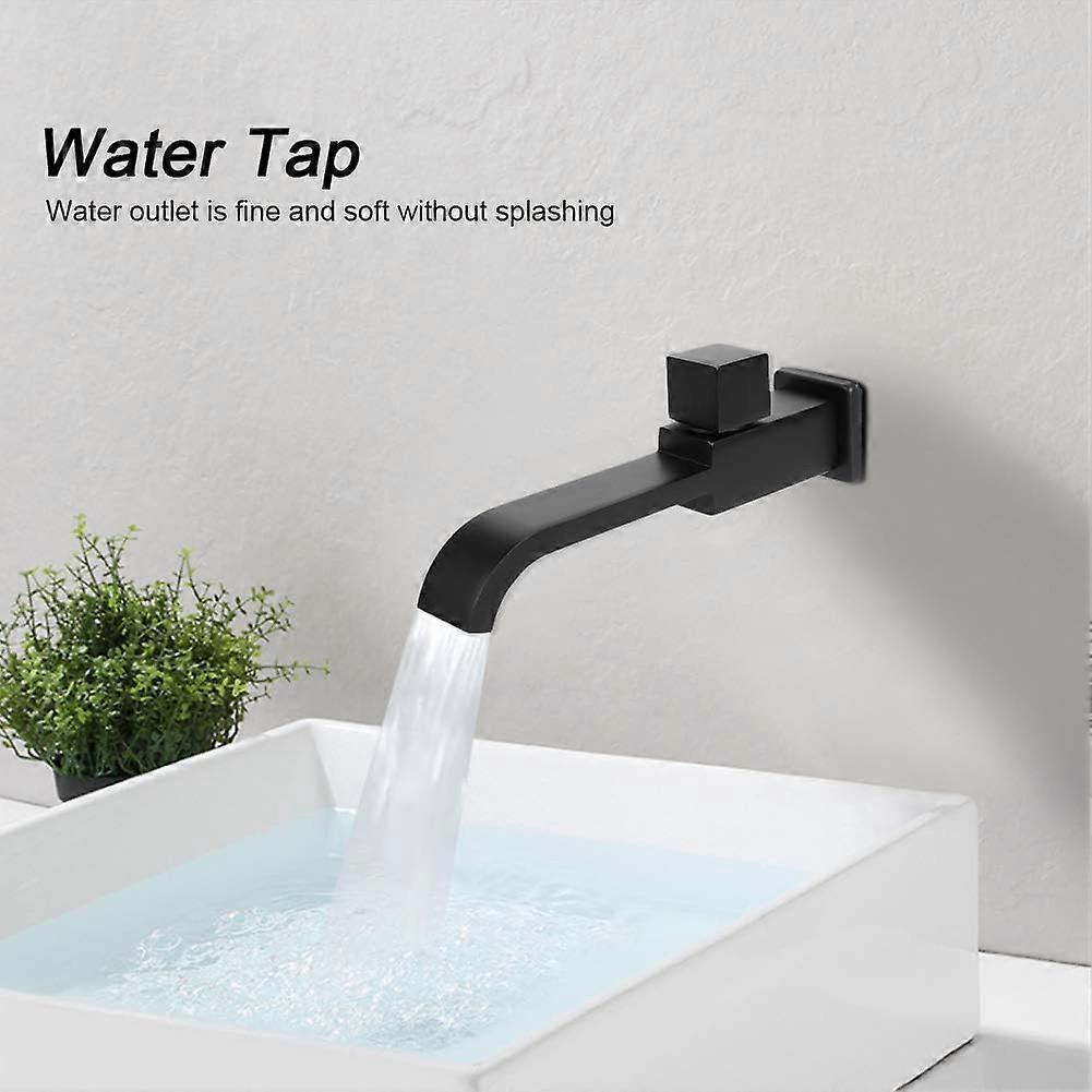 G1/2 Modern Brass Wall Mounted Faucets Bathroom Wall Mounted Faucet Single Hole Cold Water Faucet for Kitchen Bath Wash Basin Sink Matte Black - Image 2