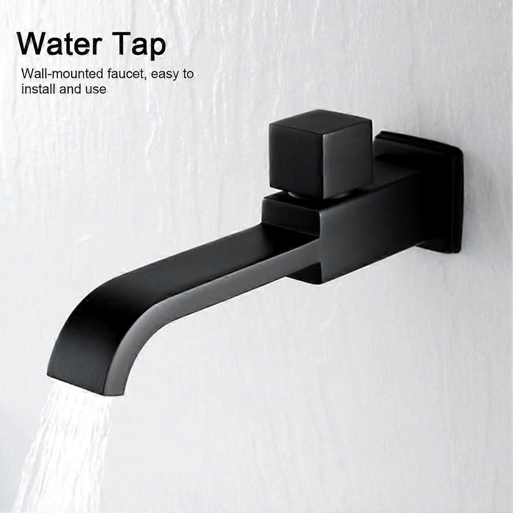 G1/2 Modern Brass Wall Mounted Faucets Bathroom Wall Mounted Faucet Single Hole Cold Water Faucet for Kitchen Bath Wash Basin Sink Matte Black - Image 3