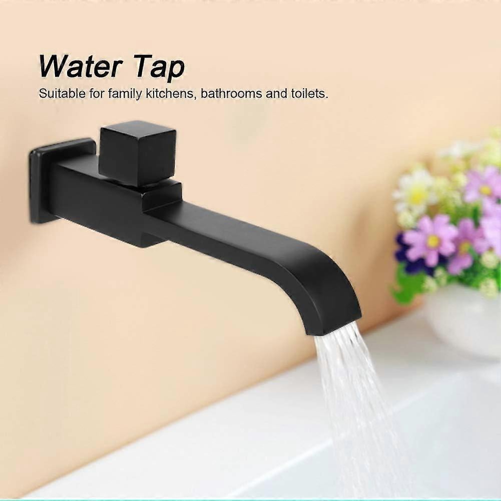 G1/2 Modern Brass Wall Mounted Faucets Bathroom Wall Mounted Faucet Single Hole Cold Water Faucet for Kitchen Bath Wash Basin Sink Matte Black - Image 4