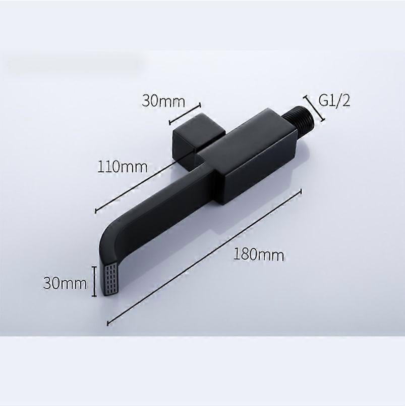 G1/2 Modern Brass Wall Mounted Faucets Bathroom Wall Mounted Faucet Single Hole Cold Water Faucet for Kitchen Bath Wash Basin Sink Matte Black - Image 5