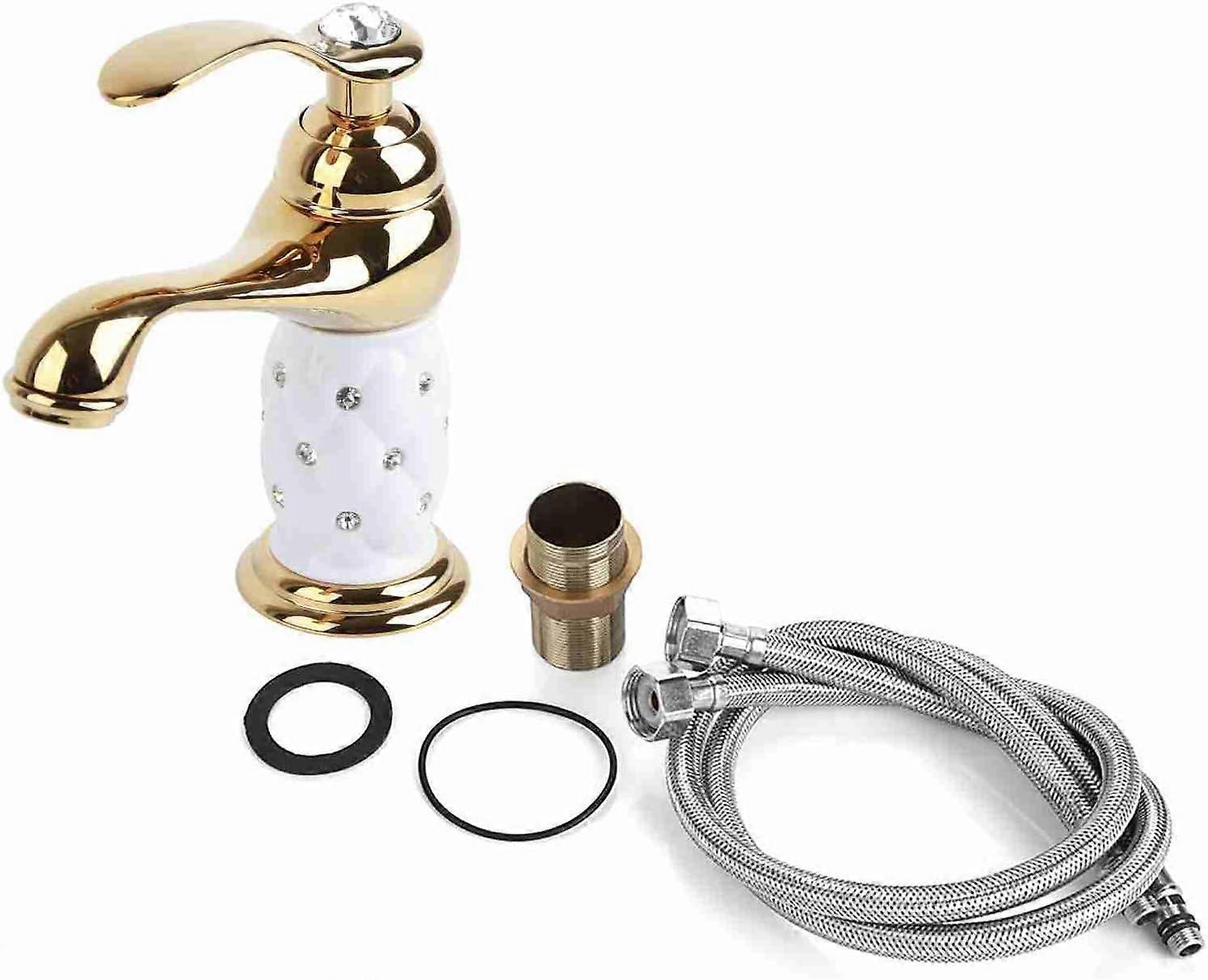 Basin Mixer Tap with Other Accessories Solid Brass Bathroom Sink Faucet Modern Design Chrome Lacquered Copper Bathroom Faucets (Gold) - Image 2