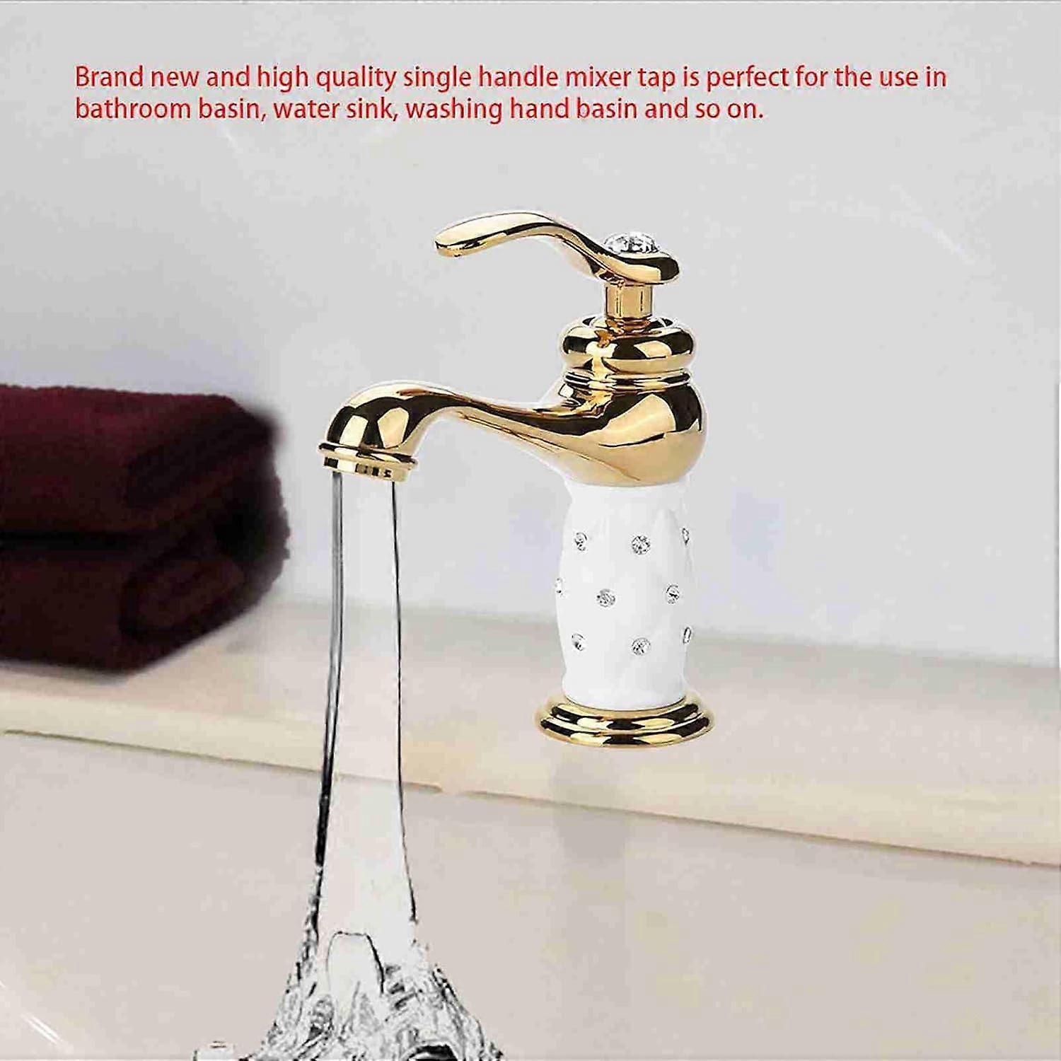 Basin Mixer Tap with Other Accessories Solid Brass Bathroom Sink Faucet Modern Design Chrome Lacquered Copper Bathroom Faucets (Gold) - Image 3