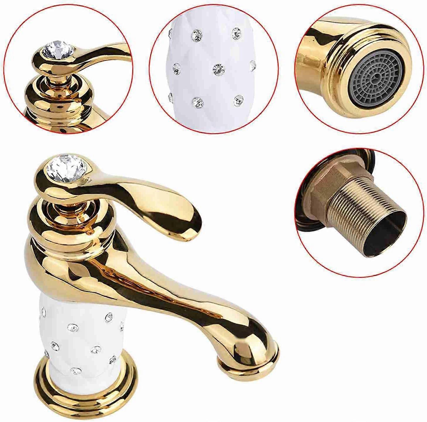 Basin Mixer Tap with Other Accessories Solid Brass Bathroom Sink Faucet Modern Design Chrome Lacquered Copper Bathroom Faucets (Gold) - Image 5