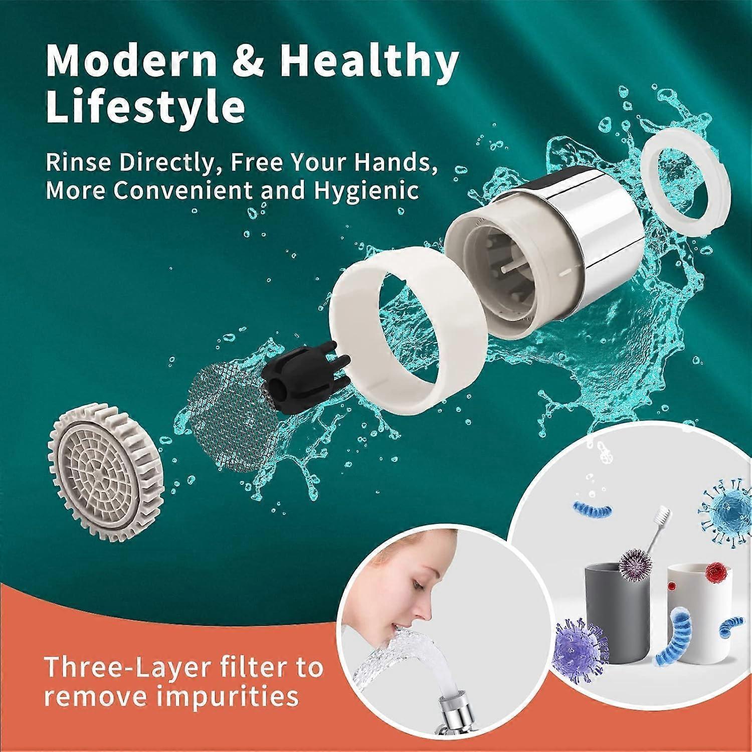 Swivel Faucet-Extender Sink-Aerator - 2 Mode Splash Water Filter Extension, Kitchen Bathroom 360 Rotatable Spray Attachment, Multifunctional Universal - Image 3