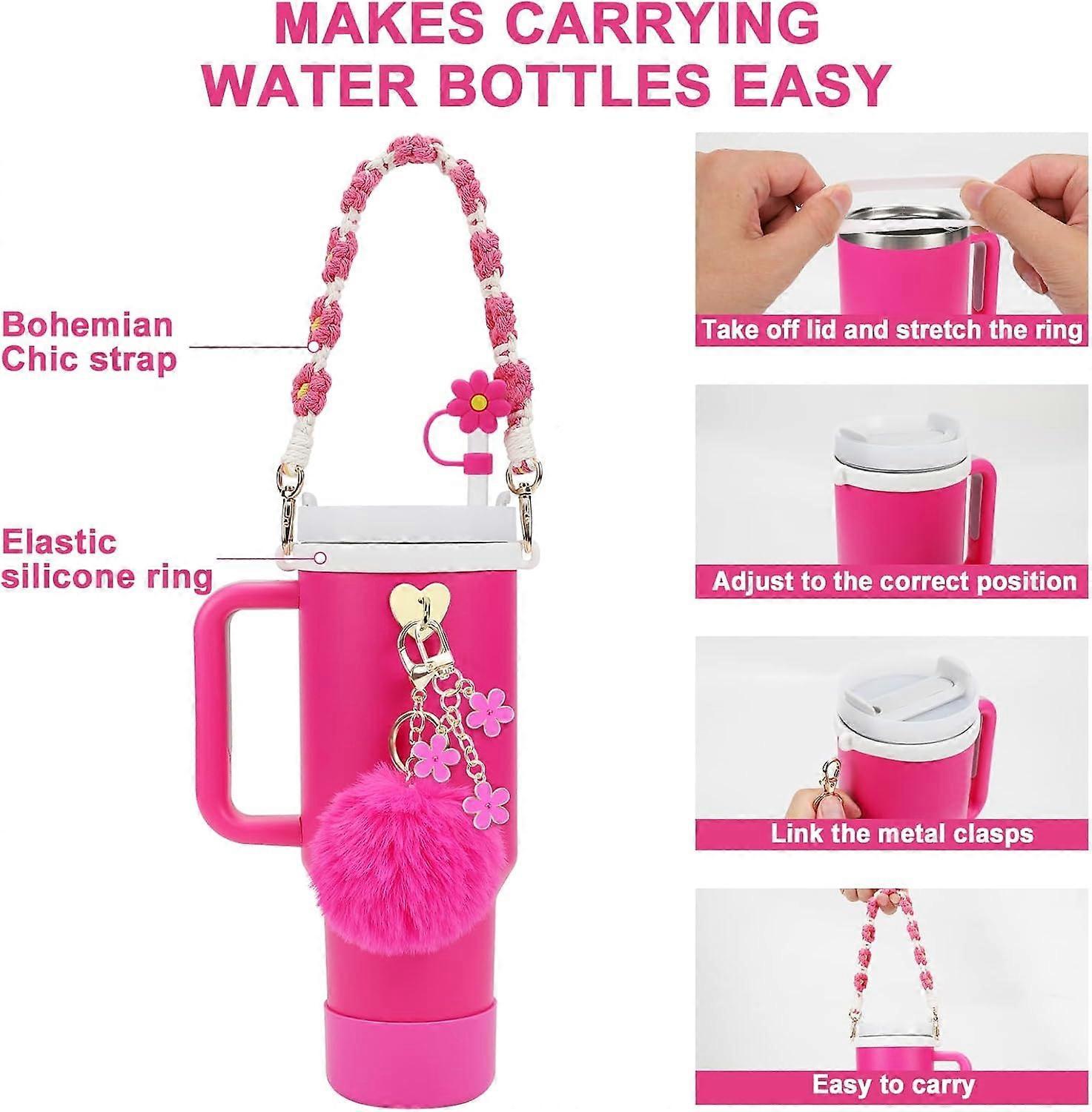 Stanley Cup Accessory Set - Water Bottle Handle Strap, Siliocne Stanley Cup Boot, Stanley Charms Stanley Cup 40 oz Tumbler - Image 3