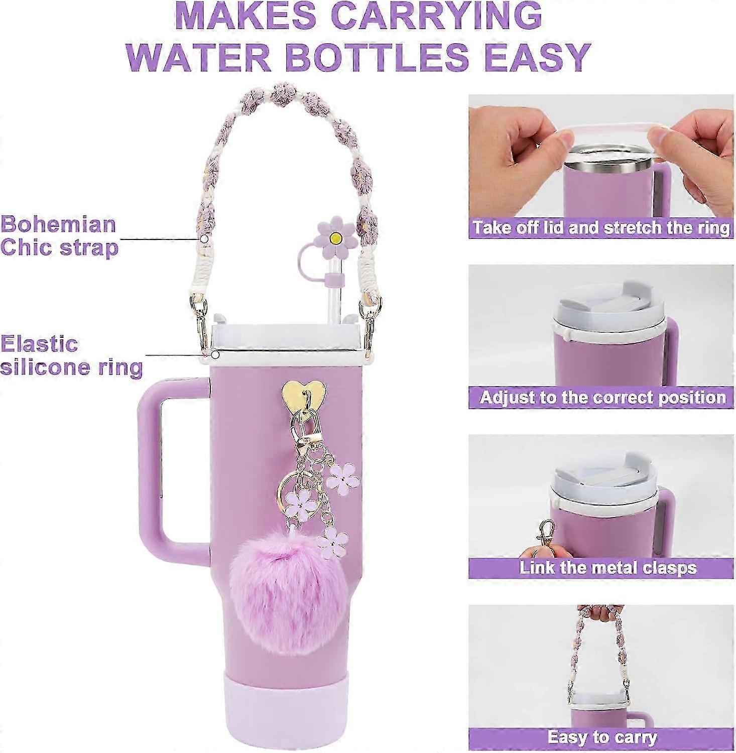 stanley Cup Accessory Set - Water Bottle Handle Strap, Siliocne Stanley Cup Boot, Stanley Charms Stanley Cup 40 Oz Tumbler - Image 2