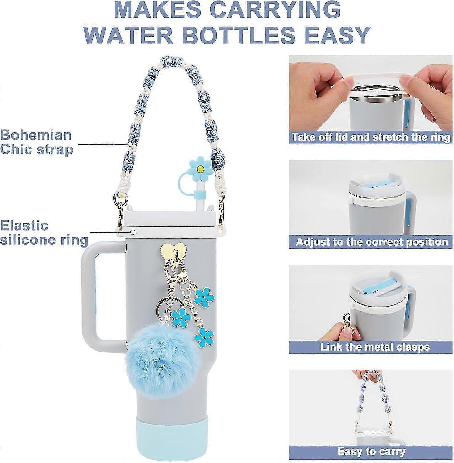 Stanley Cup Accessory Set - Water Bottle Handle Strap, Siliocne Stanley Cup Boot, Stanley Charms Stanley Cup 40 oz Tumbler - Image 3