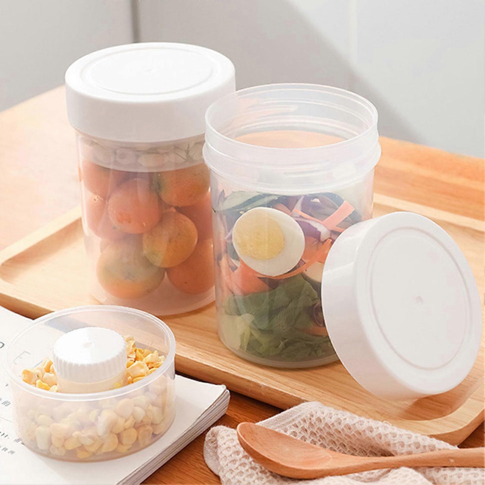 750ml Plastic Salad Jar with Built-in Dressing Cup Leakproof Lunch Box - Image 2