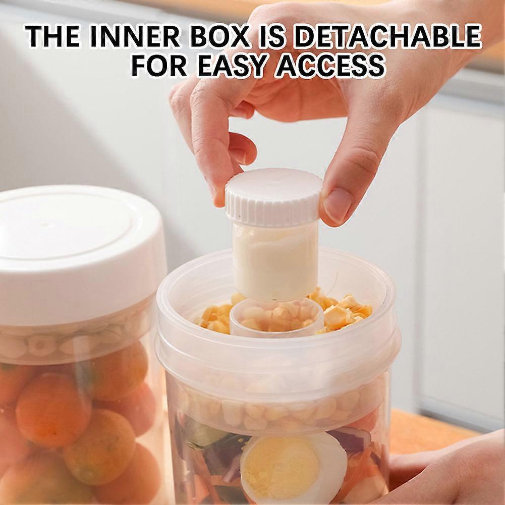750ml Plastic Salad Jar with Built-in Dressing Cup Leakproof Lunch Box - Image 3