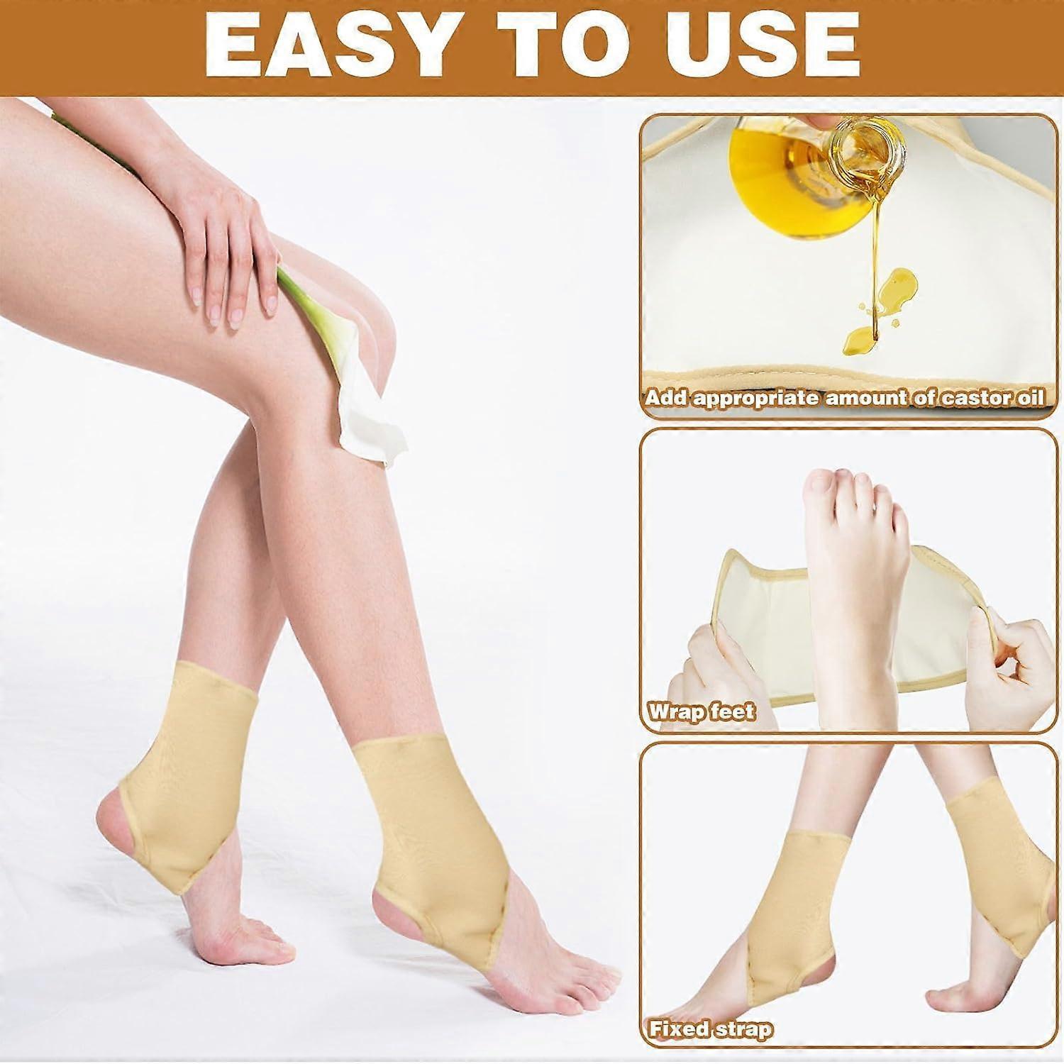 2Pcs Organic Castor Oil Pack Wrap for Feet, Castor Pack Castor Oil Foot Wrap, Reusable Castor Oil Wrap with Hook and Loop, (Castor Oil Not Included) - Image 4