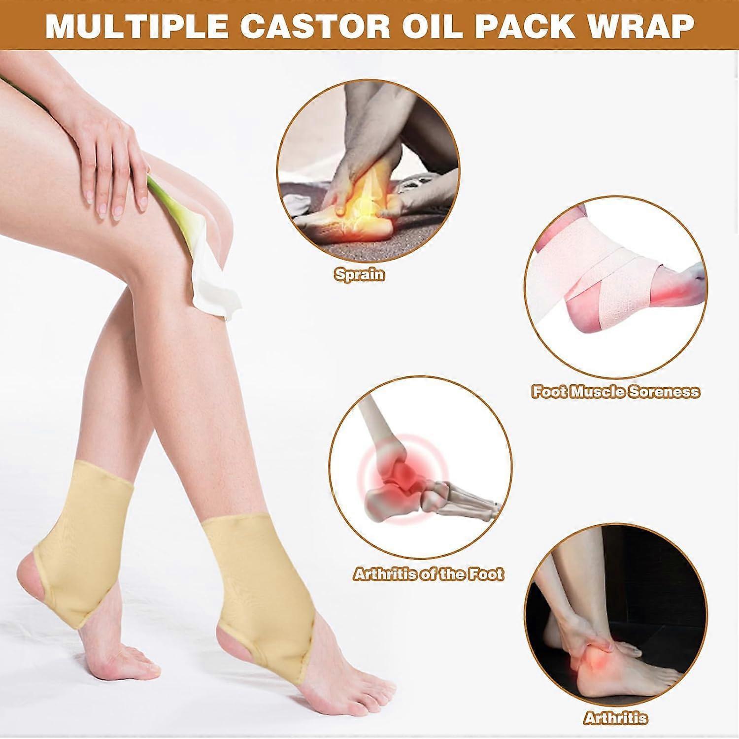 2Pcs Organic Castor Oil Pack Wrap for Feet, Castor Pack Castor Oil Foot Wrap, Reusable Castor Oil Wrap with Hook and Loop, (Castor Oil Not Included) - Image 5
