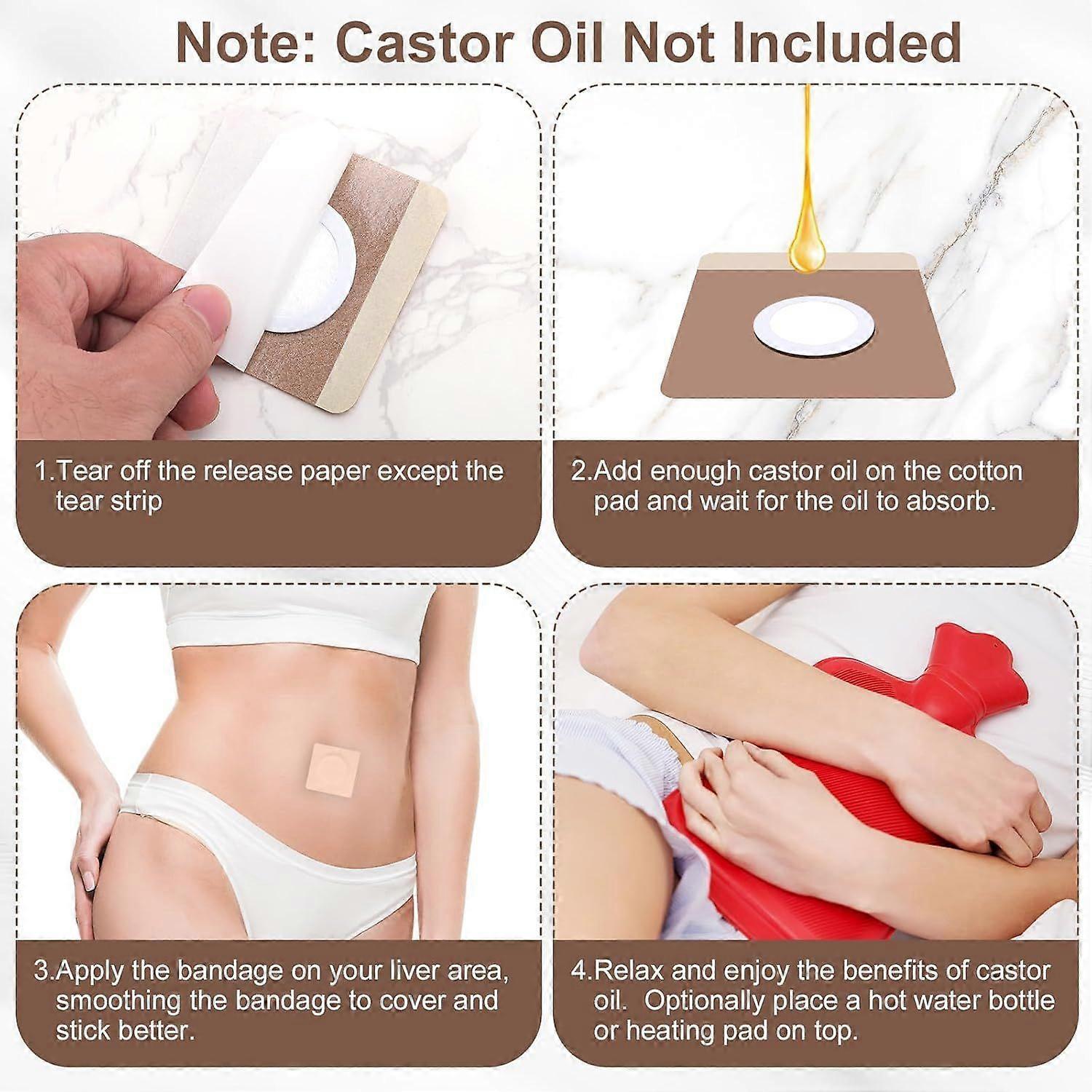 30pcs Castor Oil Pack Wrap for Belly Button, 2.76in Self-Adhesive Castor Oil - Image 3