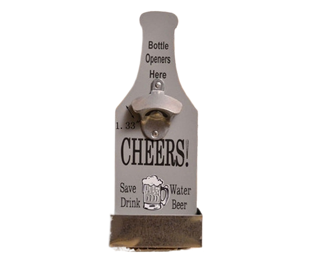 1Pc Retro Creative Wall Mounted Beer Style Decorative Hanger Bottle Opener-Grey - Image 1