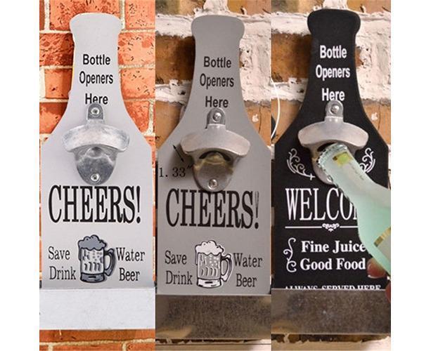 1Pc Retro Creative Wall Mounted Beer Style Decorative Hanger Bottle Opener-Grey - Image 3
