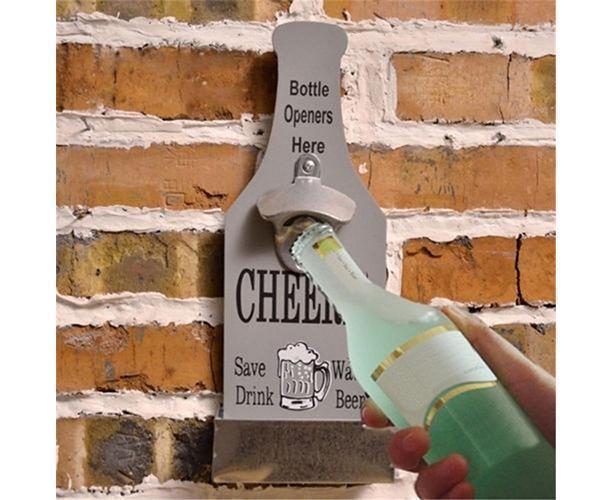 1Pc Retro Creative Wall Mounted Beer Style Decorative Hanger Bottle Opener-Grey - Image 4