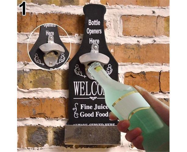 1Pc Retro Creative Wall Mounted Beer Style Decorative Hanger Bottle Opener-Grey - Image 5