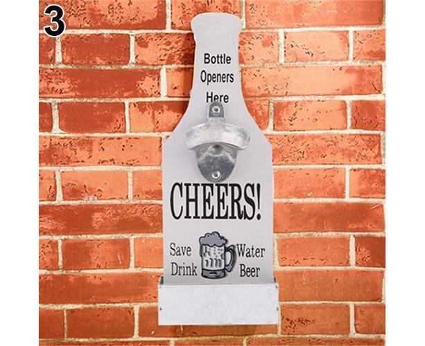 1Pc Retro Creative Wall Mounted Beer Style Decorative Hanger Bottle Opener-Grey - Image 6