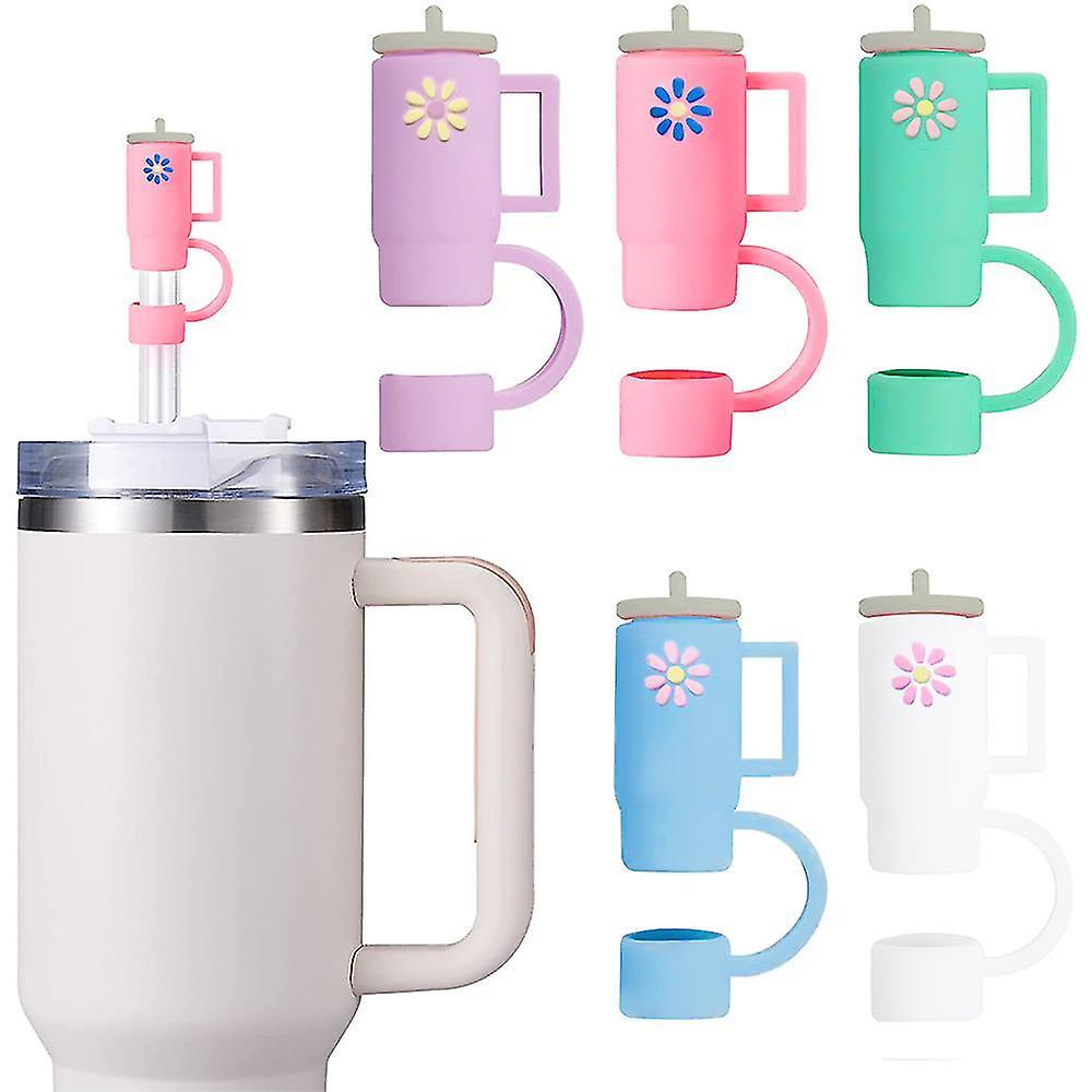 5 pcs/set Stanley Cup Straw Lids, Stanley 30 & 40 Ounce Glass Cups with Handles Silicone Straw Top Lids, Stanley Cup Accessories - Image 1