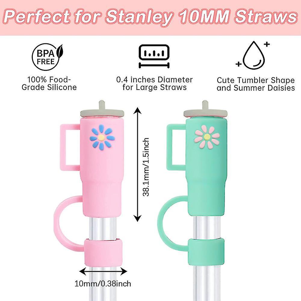 5 pcs/set Stanley Cup Straw Lids, Stanley 30 & 40 Ounce Glass Cups with Handles Silicone Straw Top Lids, Stanley Cup Accessories - Image 2