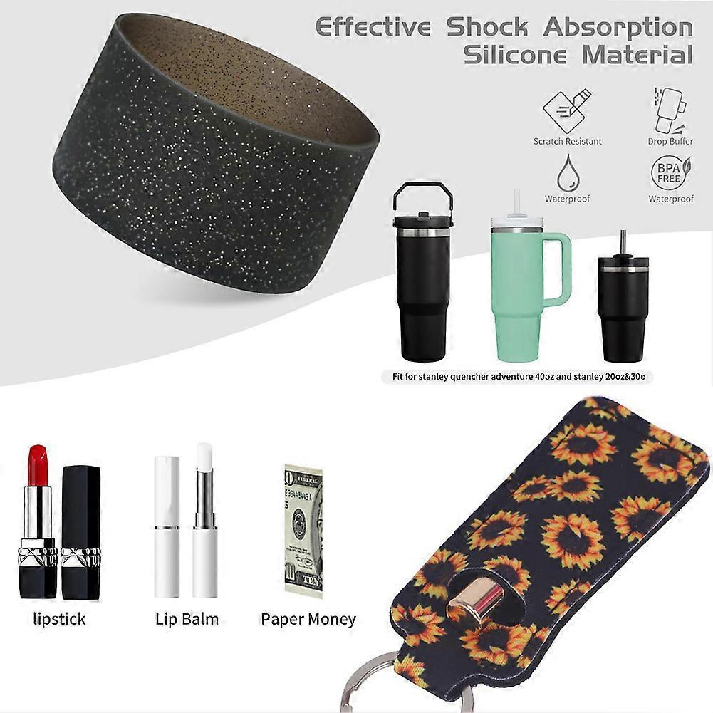 6pcs Cute Accessories Set for 20/30/40oz Tumbler Stanley Cup, Water Bottle Handle Strap, Siliocne Straw Cover and Plush Charms for Girls - Image 2