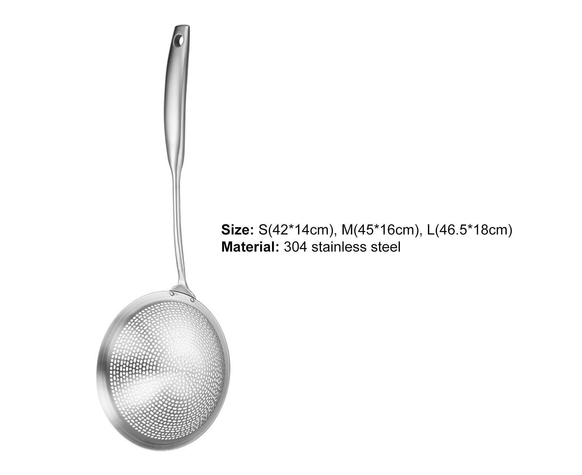 Colander Spoon Anti-scald Handle 304 Stainless Steel Strainer Scoop-L - Image 7