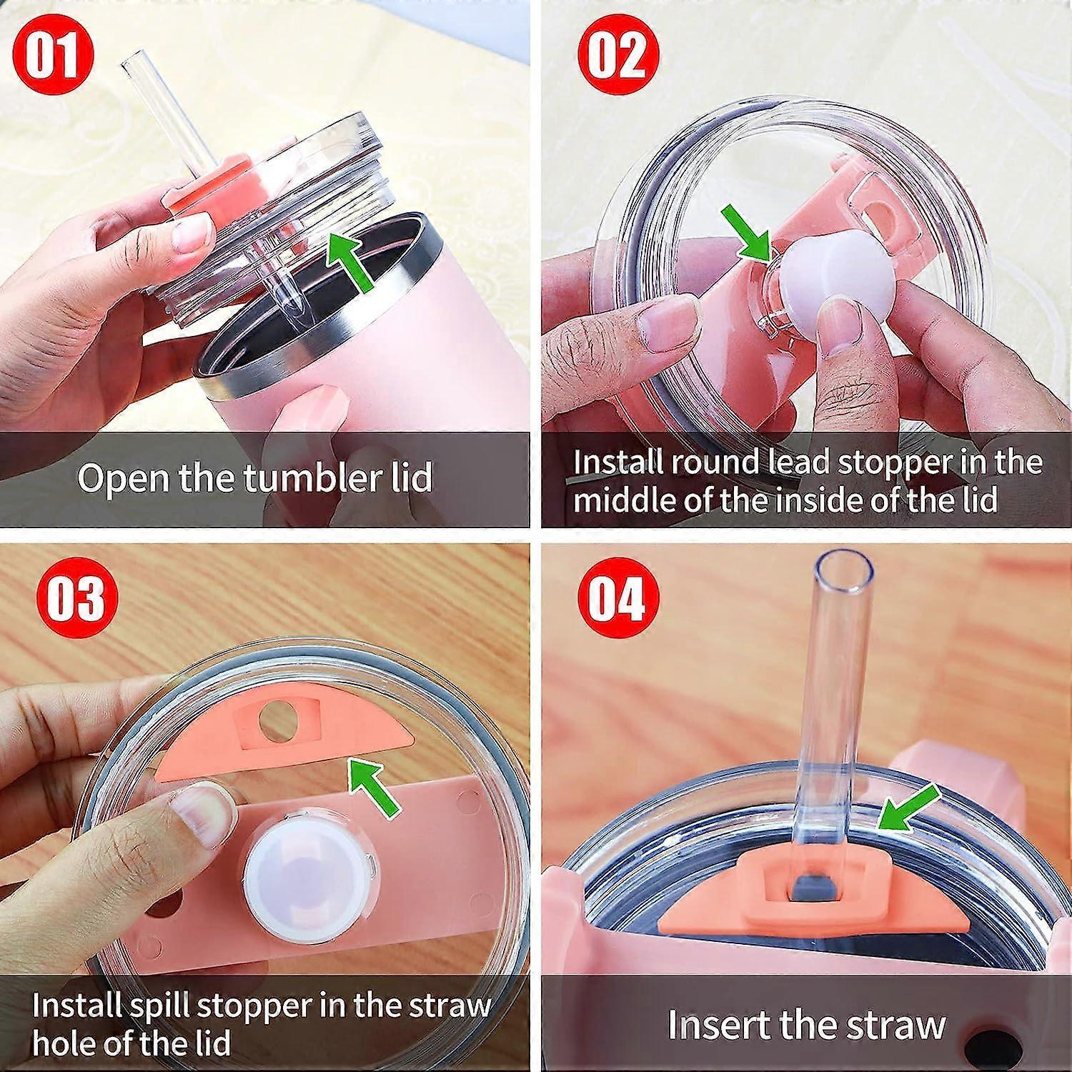 8 Sets Colorful Spill Stopper Compatible Stanley 40 oz 30 oz Tumbler with Handle, Leak Stopper for Stanley Accessories - Image 3