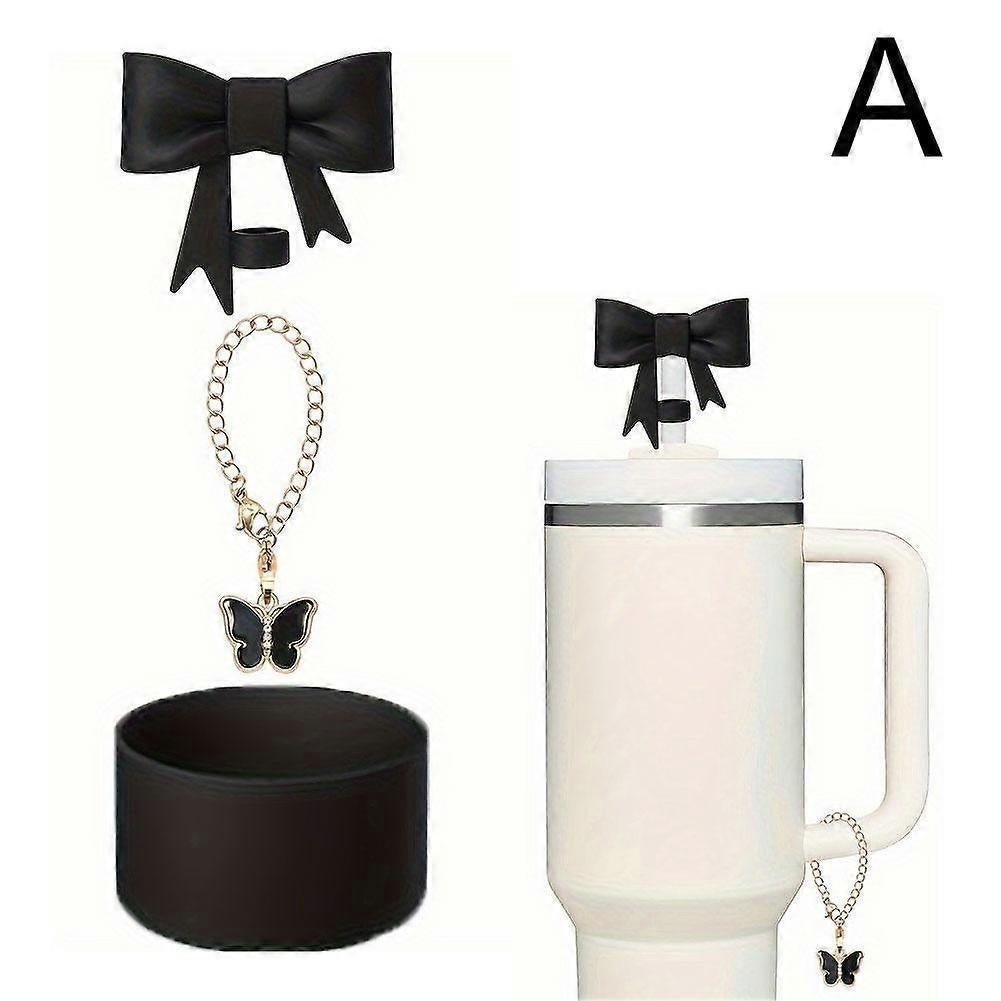 Bow Straw Cap For Stanley Cup Kettle Set with Lobster Buckle & Bow Chain - Image 1