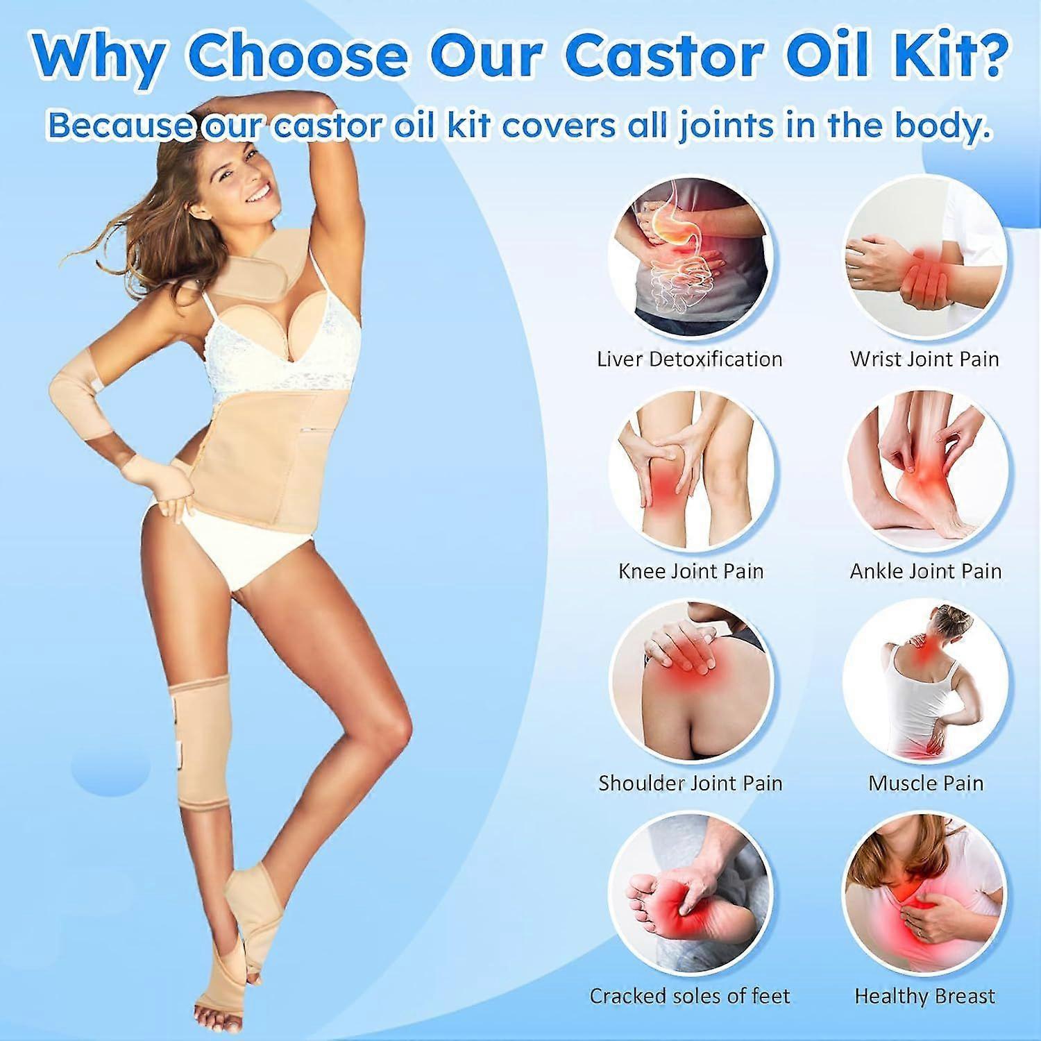 Castor Oil Pack Wrap,10 pcs Reusable Organic Castor Oil Pack Kit with Adjustable - Image 2