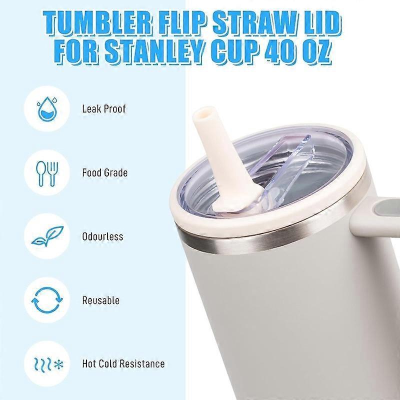For Stanley 40oz Cup Straw Lid 4pcs /Set White - Image 3