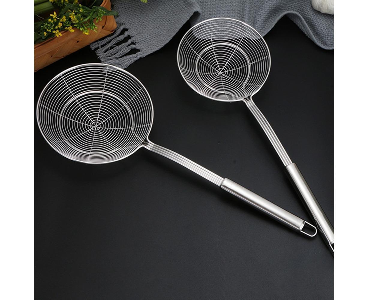 Long Handle Round Stainless Steel Colander Oil Filter Fried Food Grid Strainer-Silver 20 - Image 5