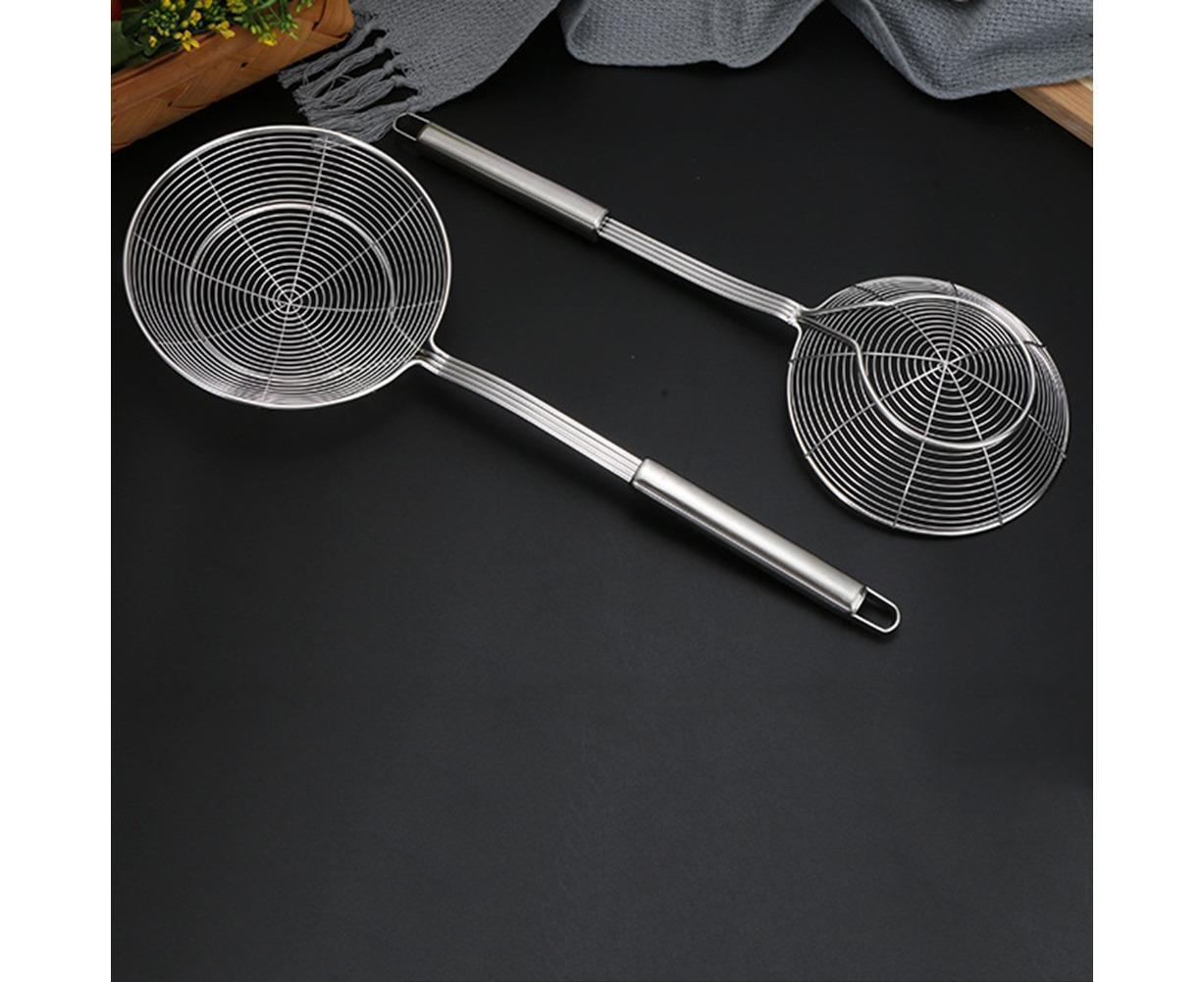 Long Handle Round Stainless Steel Colander Oil Filter Fried Food Grid Strainer-Silver 20 - Image 6