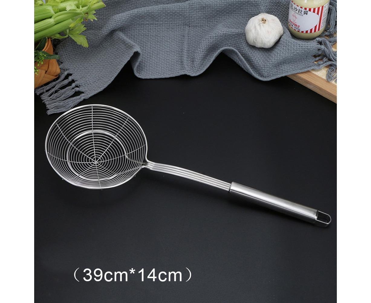Long Handle Round Stainless Steel Colander Oil Filter Fried Food Grid Strainer-Silver 20 - Image 7