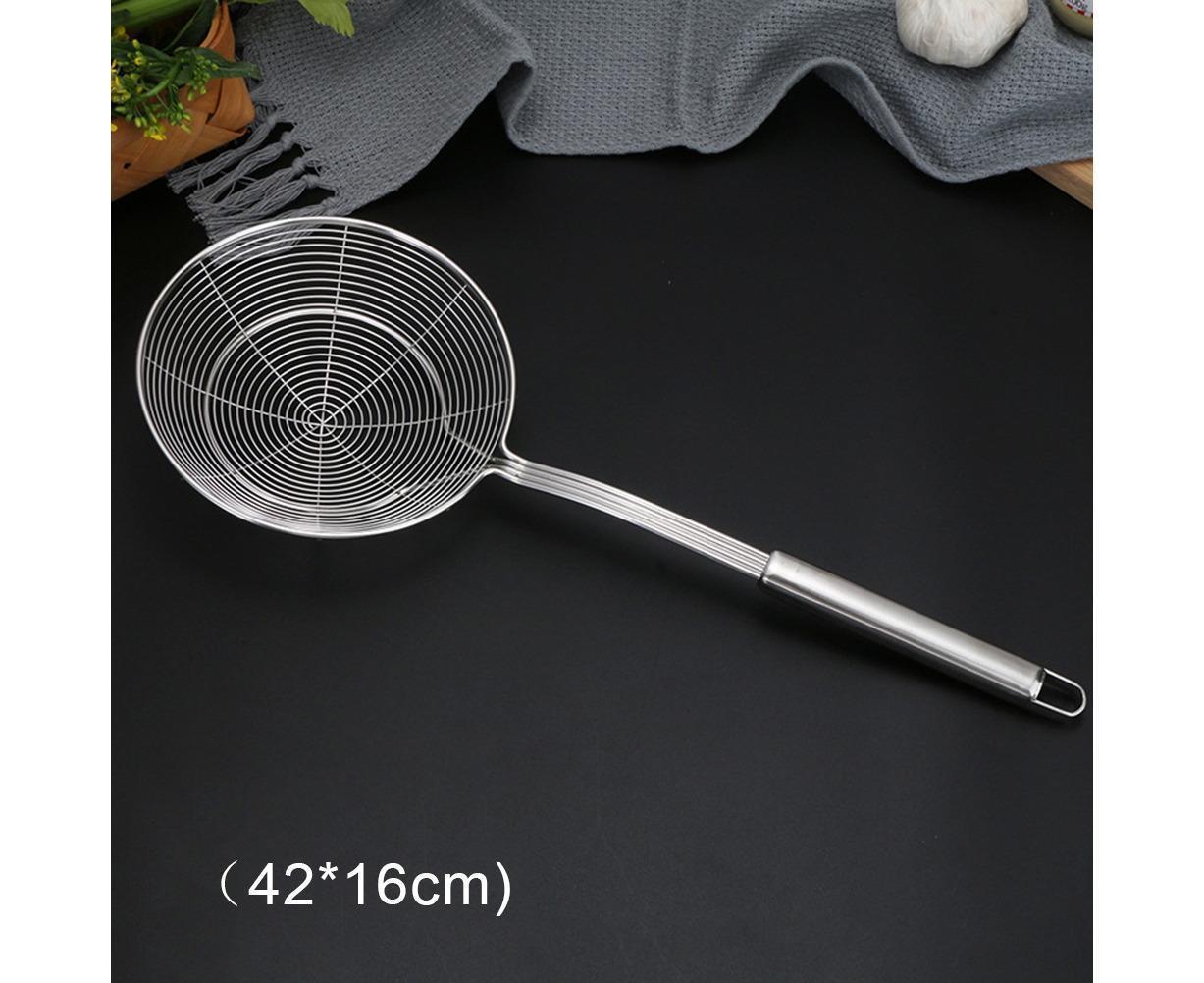 Long Handle Round Stainless Steel Colander Oil Filter Fried Food Grid Strainer-Silver 20 - Image 8
