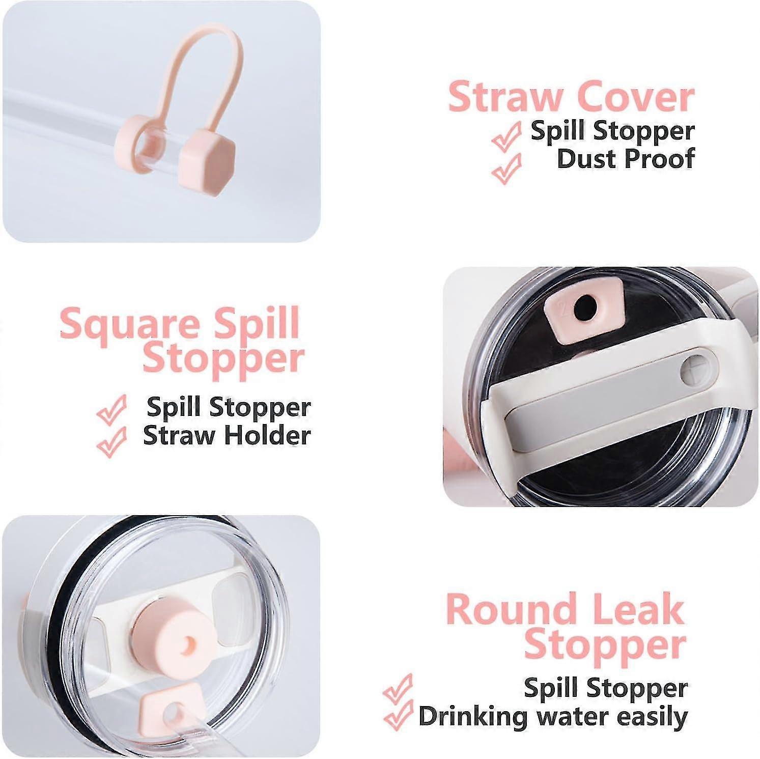 Spill Stopper For Stanley Cup 2.0 30oz & 40oz Set Of 4, Silicone Leak Proof Stopper For Stanley Tumbler, Cup Accessories Includes Straw Cover - Image 3