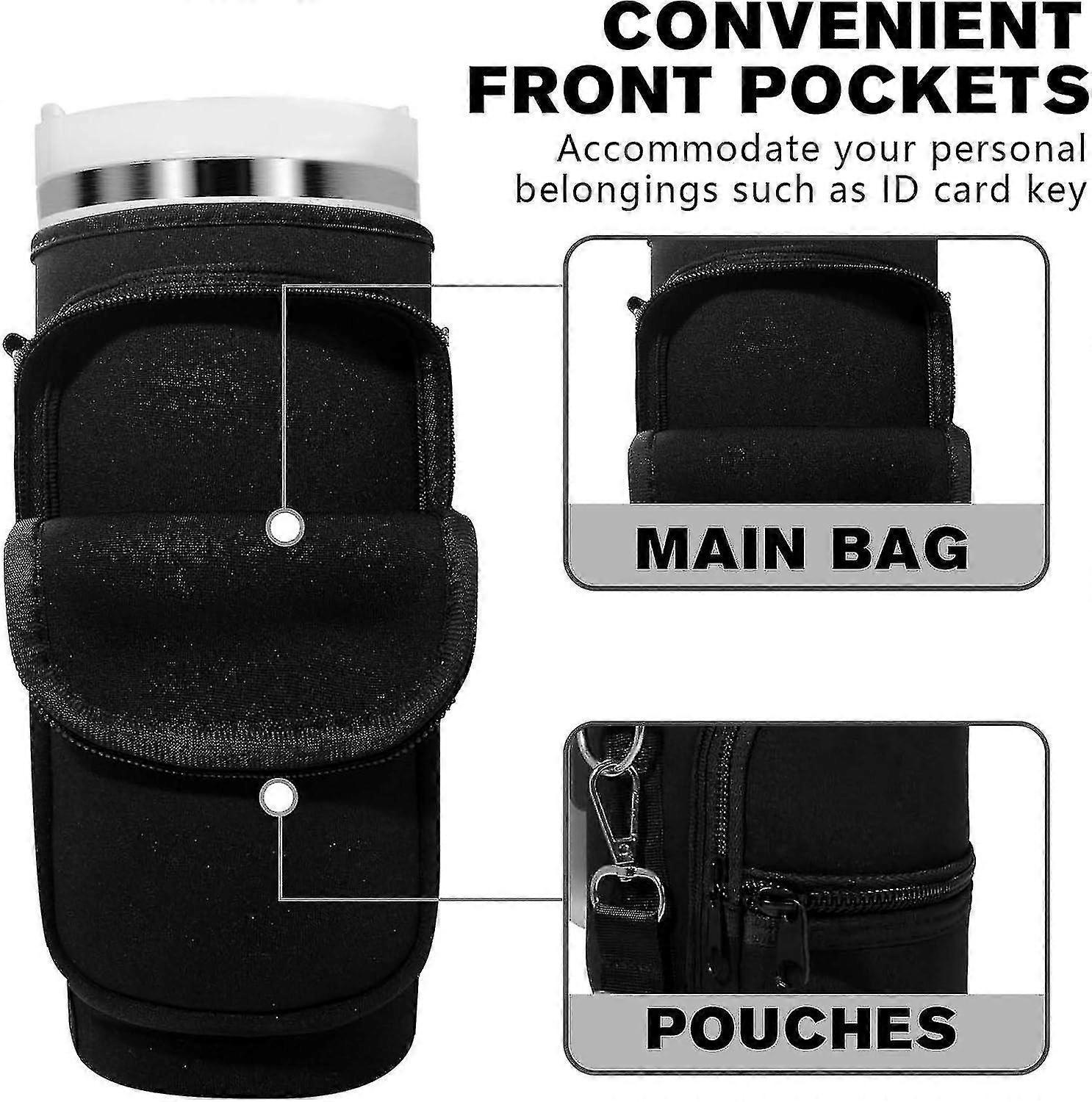 Water Bottle Carrier Bag For Stanley 40oz Tumbler, Water Bottle Holder With Strap Pouch & Phone Pocket For Stanley Cup Accessories - Image 4