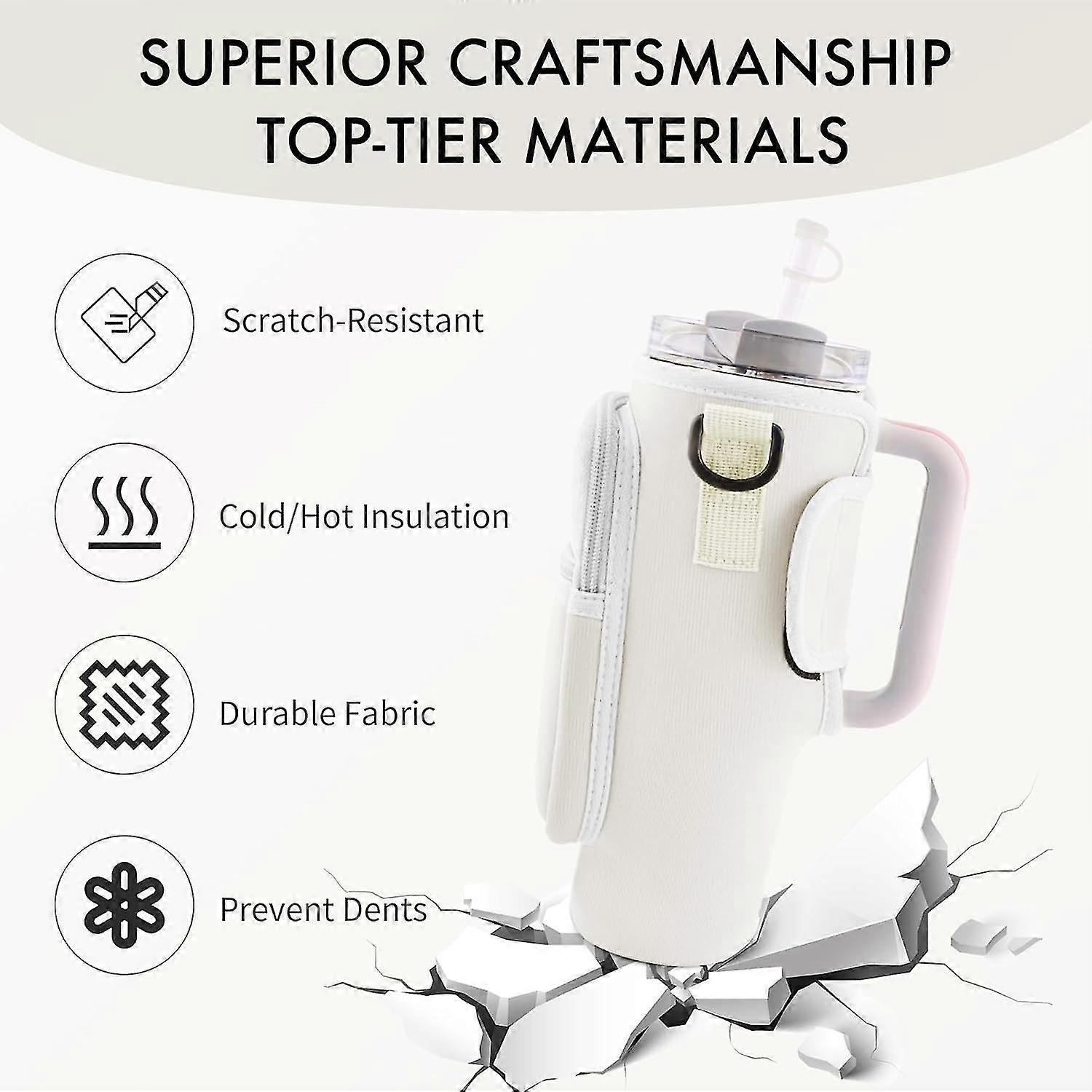 Water Bottle Carrier Bag with Phone Pocket for Stanley Cup 40 oz, Water Bottle Holder with Adjustable Strap& Straw Cover, Stanley Cup Accessories - Image 3
