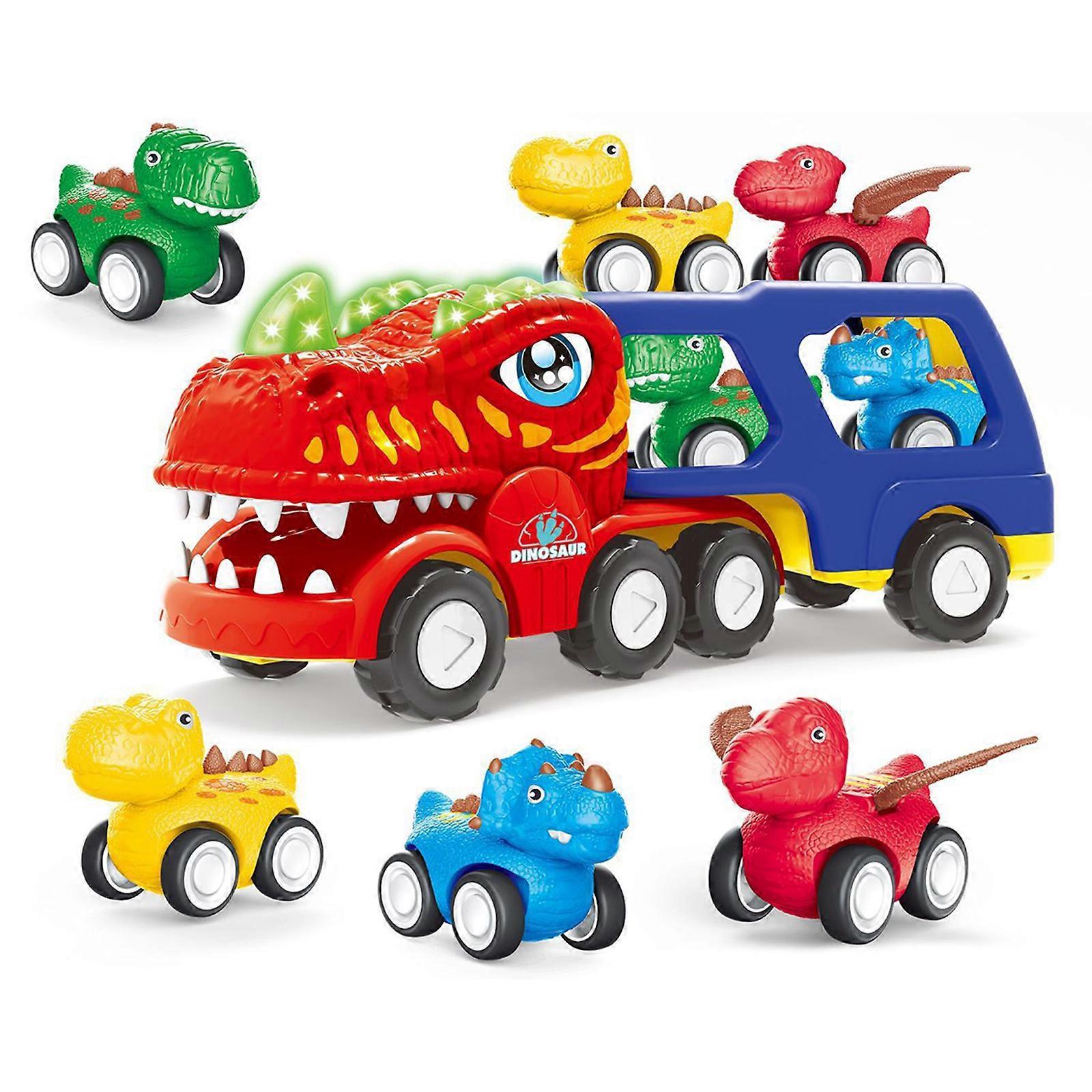 Multicolor Dinosaur Truck with 4 Pull Back Dinosaurs - Image 1