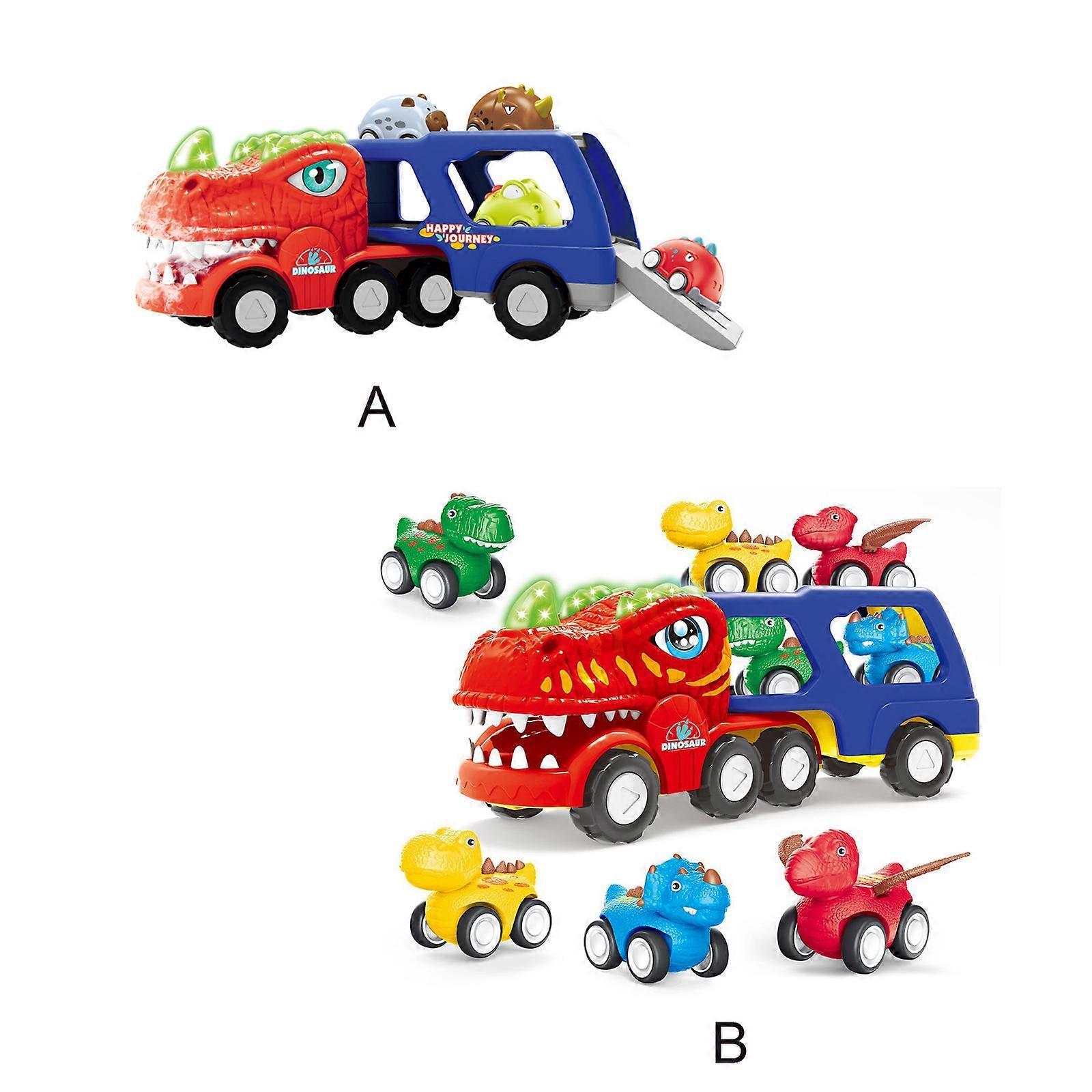 Multicolor Dinosaur Truck with 4 Pull Back Dinosaurs - Image 4
