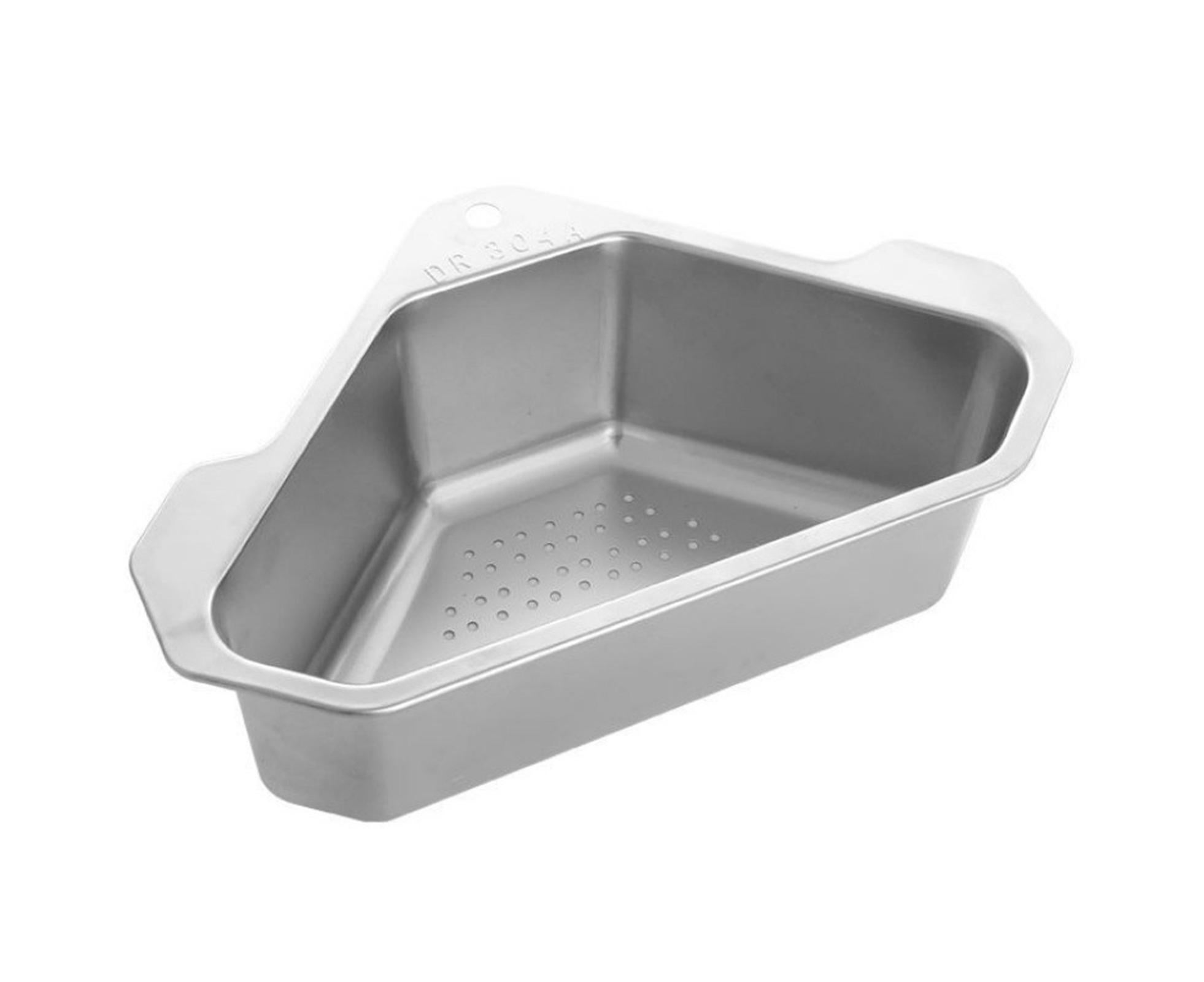 Drain Basket with Hook Triangular Stainless Steel Rinsing Strainer-Stainless Steel - Image 1
