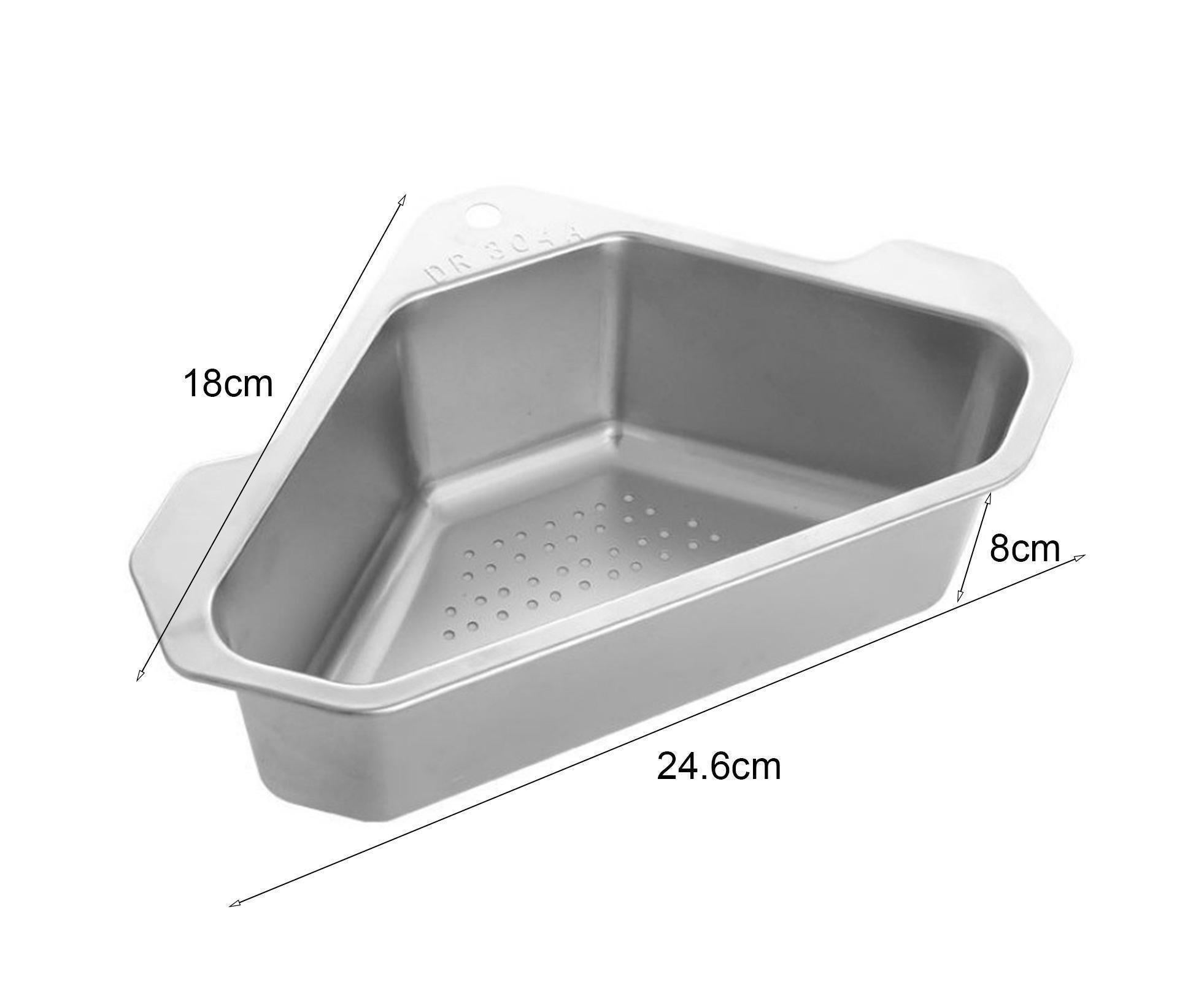 Drain Basket with Hook Triangular Stainless Steel Rinsing Strainer-Stainless Steel - Image 2