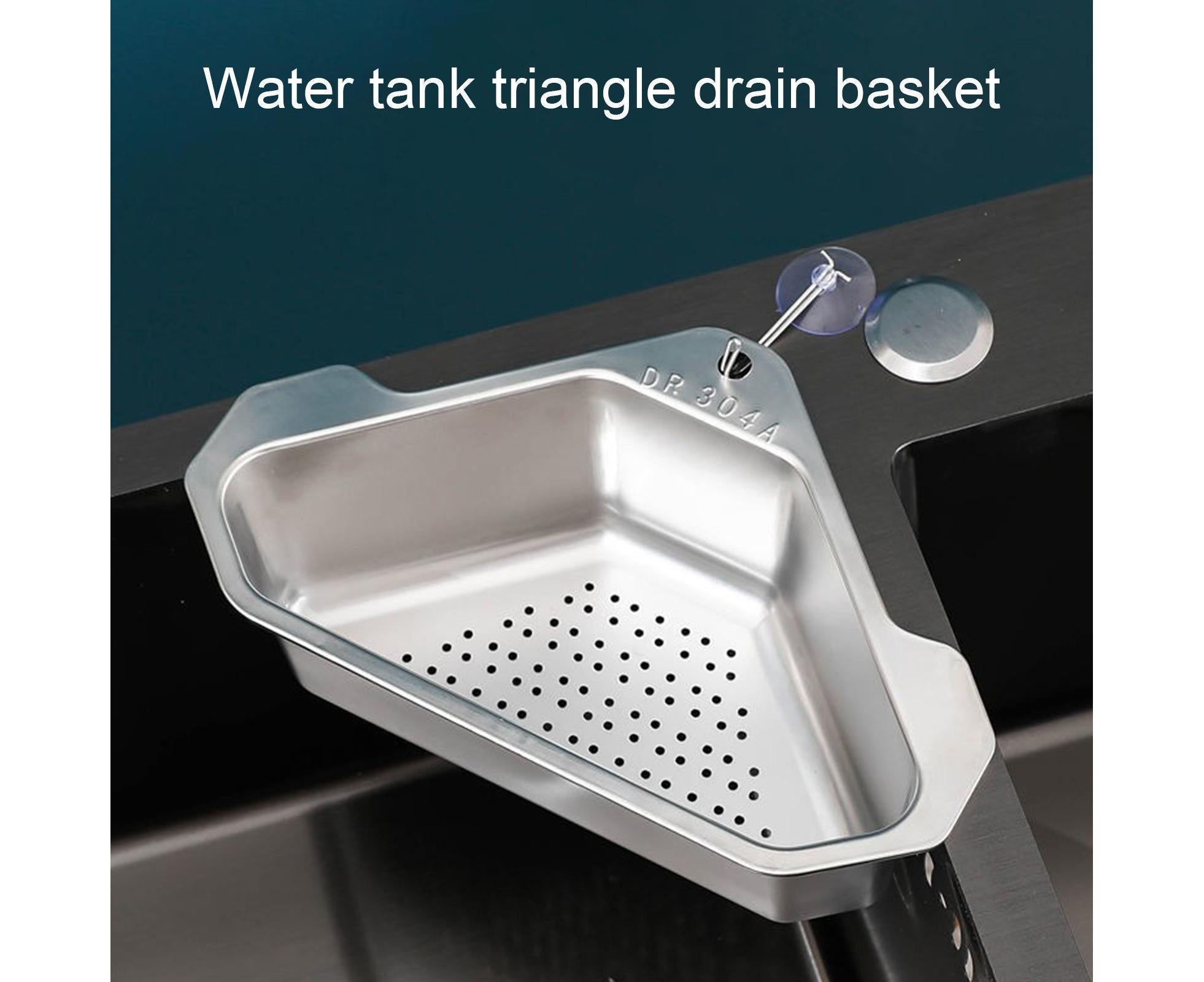 Drain Basket with Hook Triangular Stainless Steel Rinsing Strainer-Stainless Steel - Image 6
