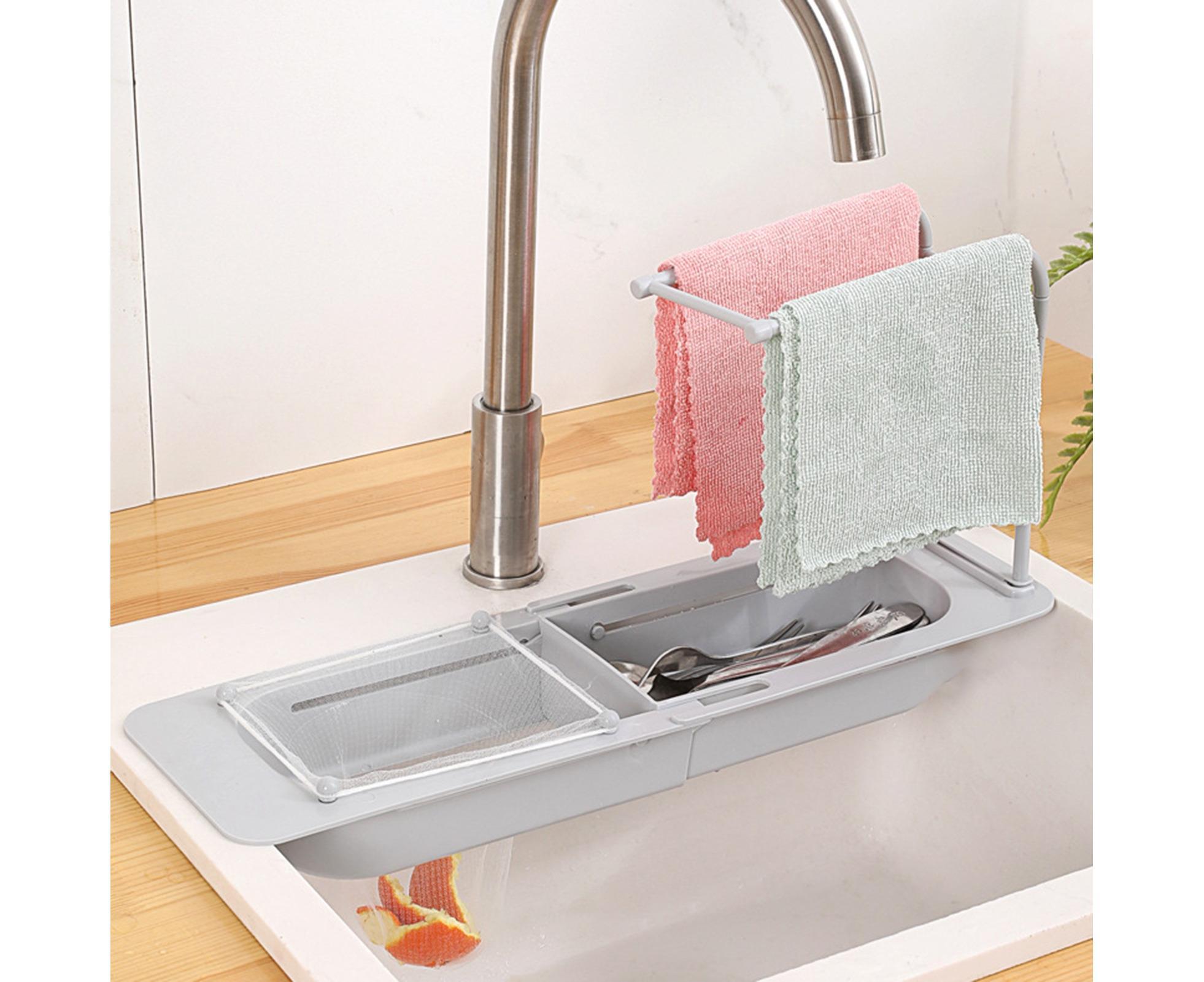 Sink Drain Strainer Telescoping Quick Drainage PP Anti-Deformed Sink Strainer Basket for Home-Grey - Image 2