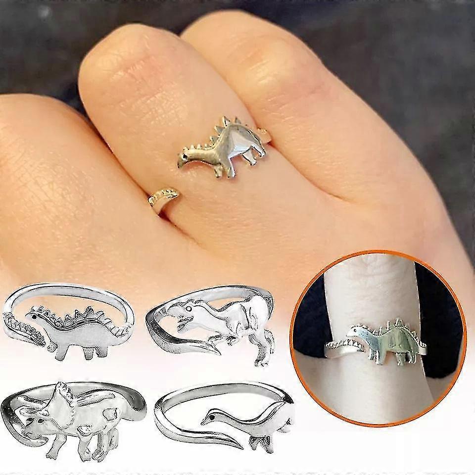 Dinosaur Rings, 4pcs Cute Dinosaur Adjustable Rings, Dinosaur Ornament, Animal Jewelry, Jurassic Era Dinosaur - Image 3