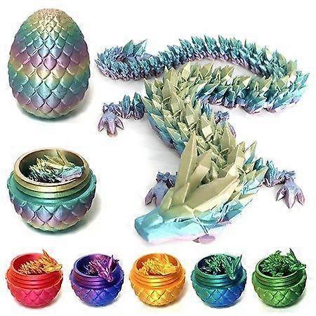 Easter Dragon Egg 3D Printed Dragon Egg Articulated Dragon Crystal Dragon - Image 1