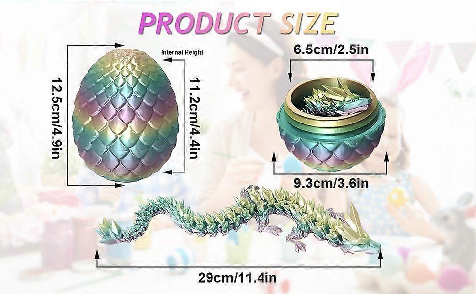 Easter Dragon Egg 3D Printed Dragon Egg Articulated Dragon Crystal Dragon - Image 3