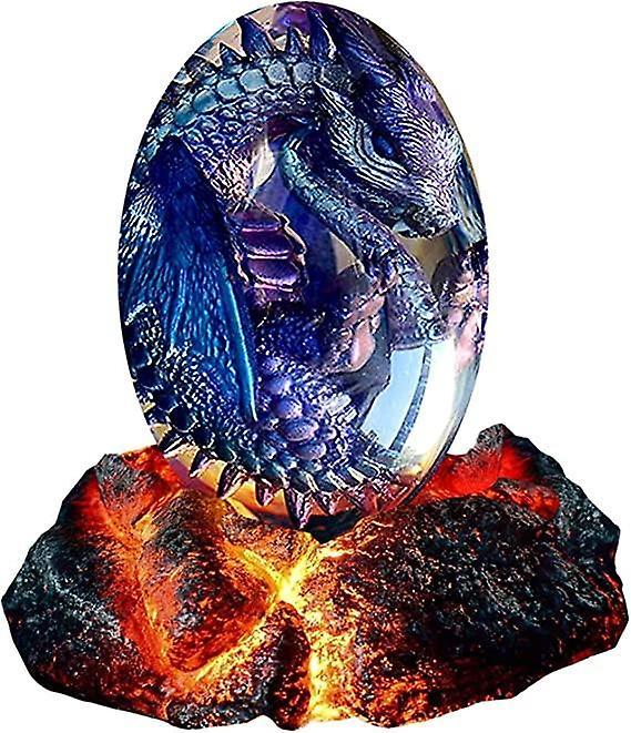 Dragons Egg, Crystal Lava Dragon Egg with Luminous Base, Handmade Sculpture Dragon Eggs Resin Orname - Image 1