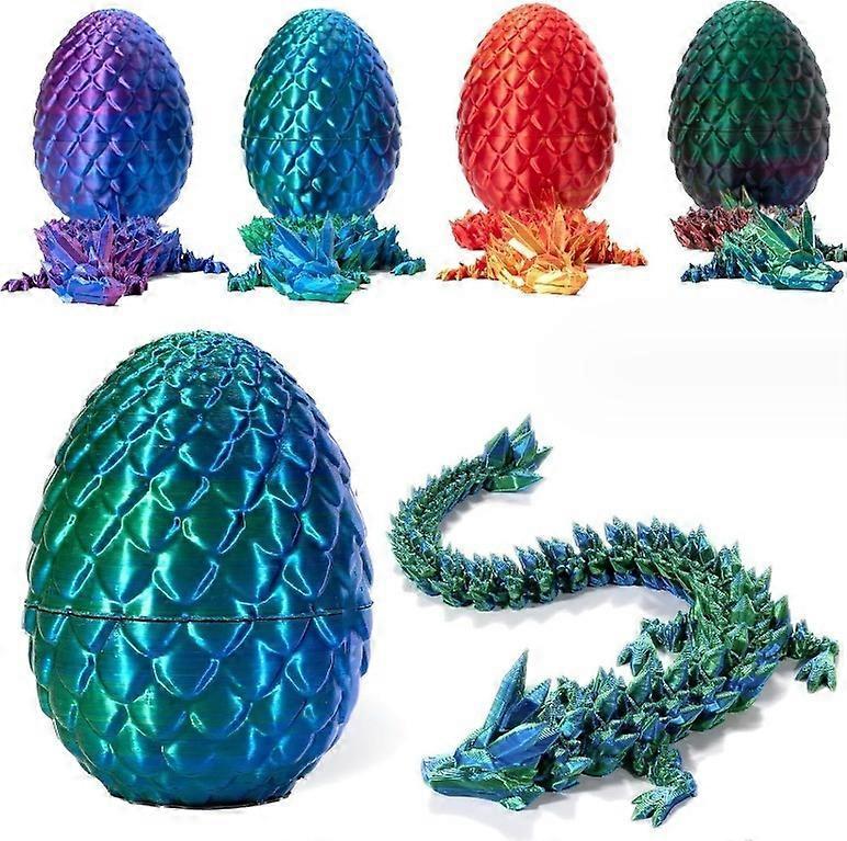 3D Printed Dragon in Egg, Full Articulated Dragon Crystal Dragon with Dragon Egg - Image 2